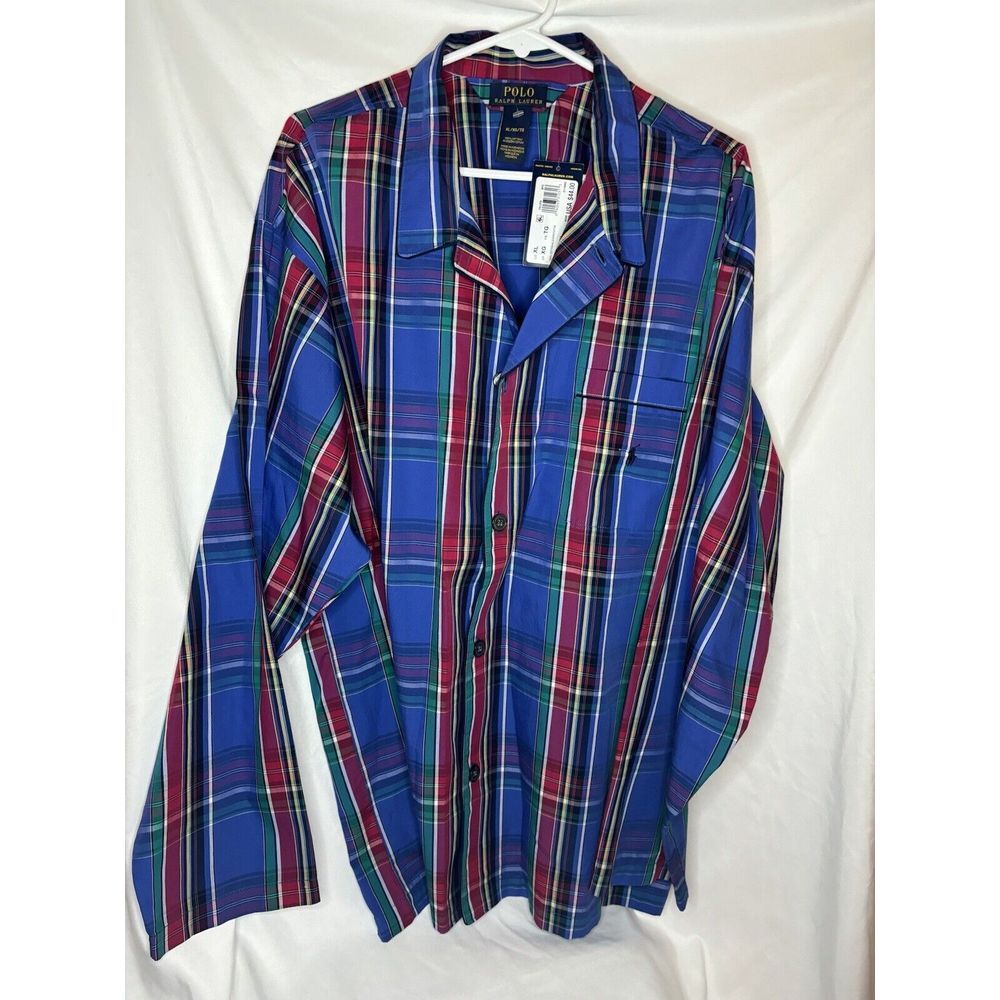 Polo Ralph Lauren Polo Shirt Men XL Check Plaid Pajama Sleepwear Cotton Soft NWT
